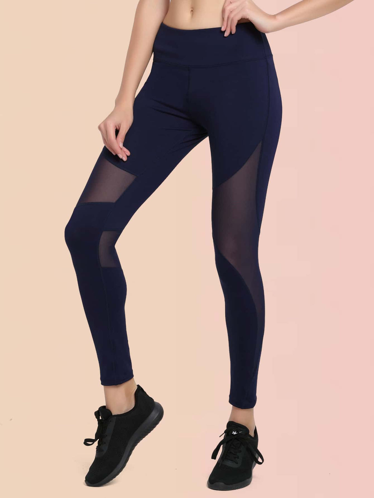 Wide Waistband Mesh Insert Sports Leggings Ins Street