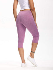 Wide Waistband Pocket Capri Sports Leggings Ins Street