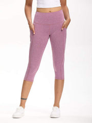 Wide Waistband Pocket Capri Sports Leggings Ins Street