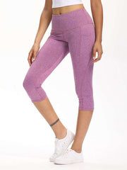 Wide Waistband Pocket Capri Sports Leggings Ins Street