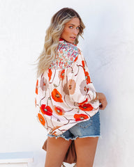 Wilhelmina Satin Mix Print Button Down Blouse Ins Street