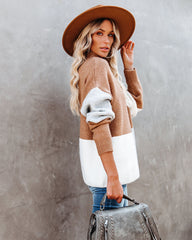 Williamsburg Mock Neck Colorblock Knit Sweater Ins Street