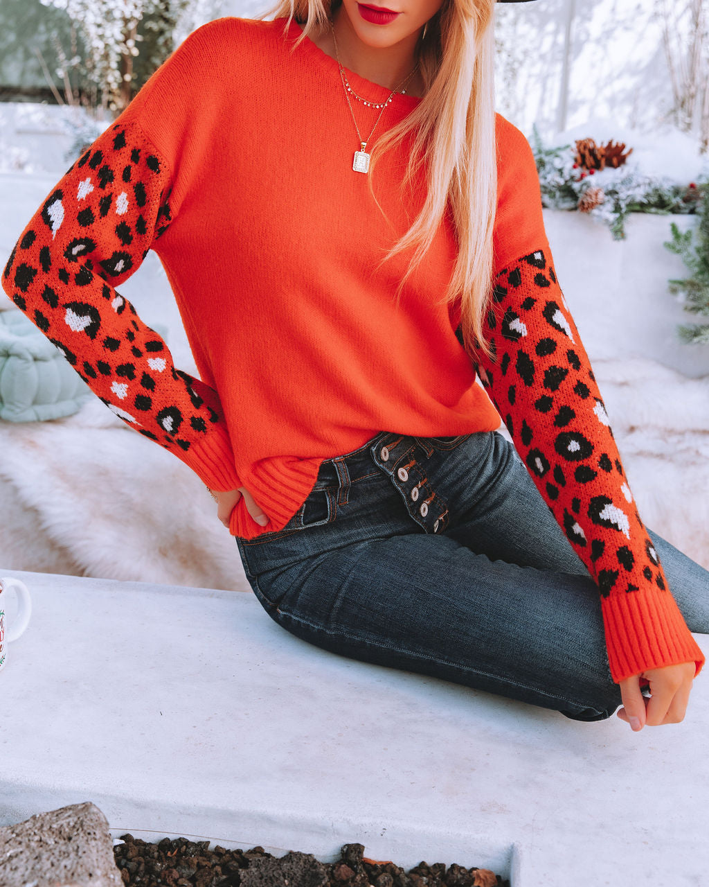 Willie Leopard Knit Sweater - Red Ins Street