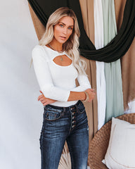 Willow Ribbed Cutout Bodysuit - Ivory Ins Street