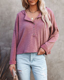 Windswept Relaxed Knit Henley Top - Mauve Ins Street