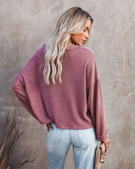 Windswept Relaxed Knit Henley Top - Mauve Ins Street