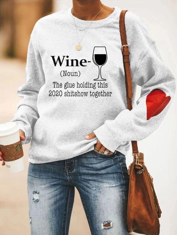 Wine Glass Heart Sweatshirt Ins Street