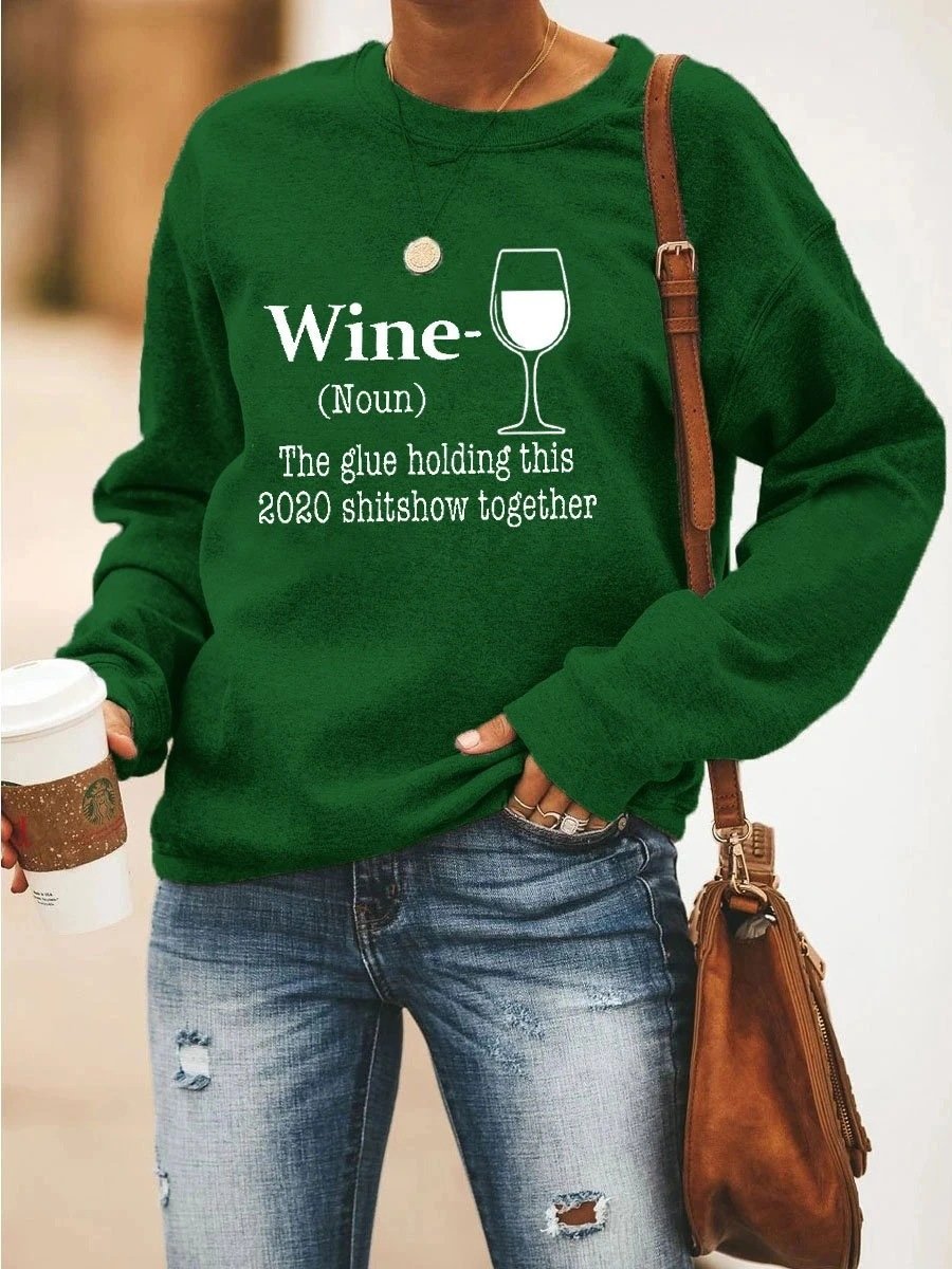 Wine Glass Heart Sweatshirt Ins Street