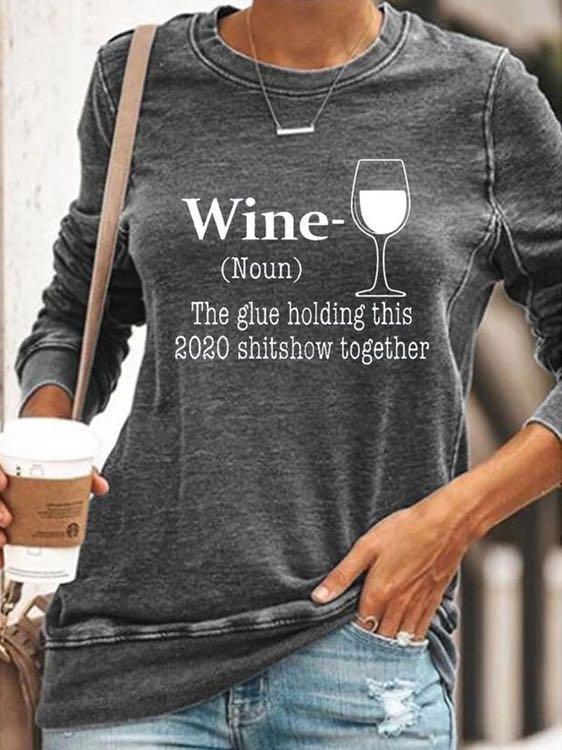 Wine Glass Print T-Shirt Ins Street