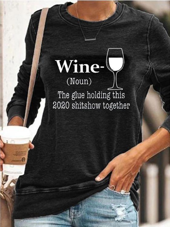 Wine Glass Print T-Shirt Ins Street