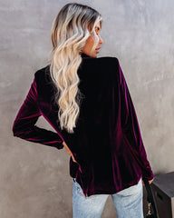 Wine Me And Dine Me Pocketed Velvet Blazer - Wine Ins Street