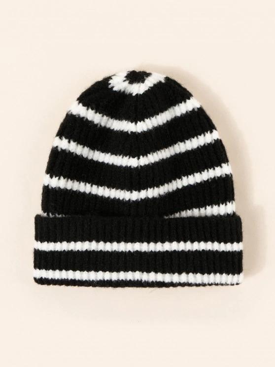 Winter Striped Pattern Knitted Hat Ins Street