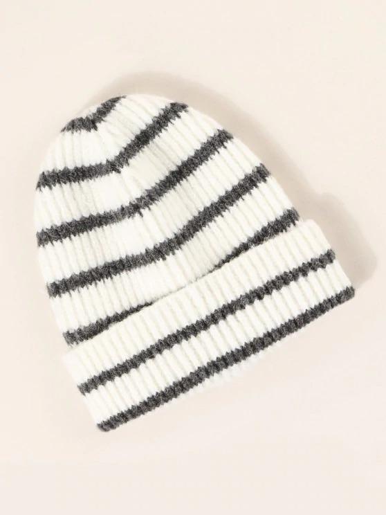 Winter Striped Pattern Knitted Hat Ins Street