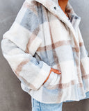 Winter's Tale Pocketed Plaid Faux Fur Jacket Ins Street