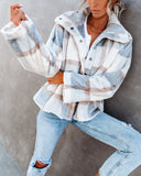 Winter's Tale Pocketed Plaid Faux Fur Jacket Ins Street
