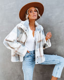 Winter's Tale Pocketed Plaid Faux Fur Jacket Ins Street