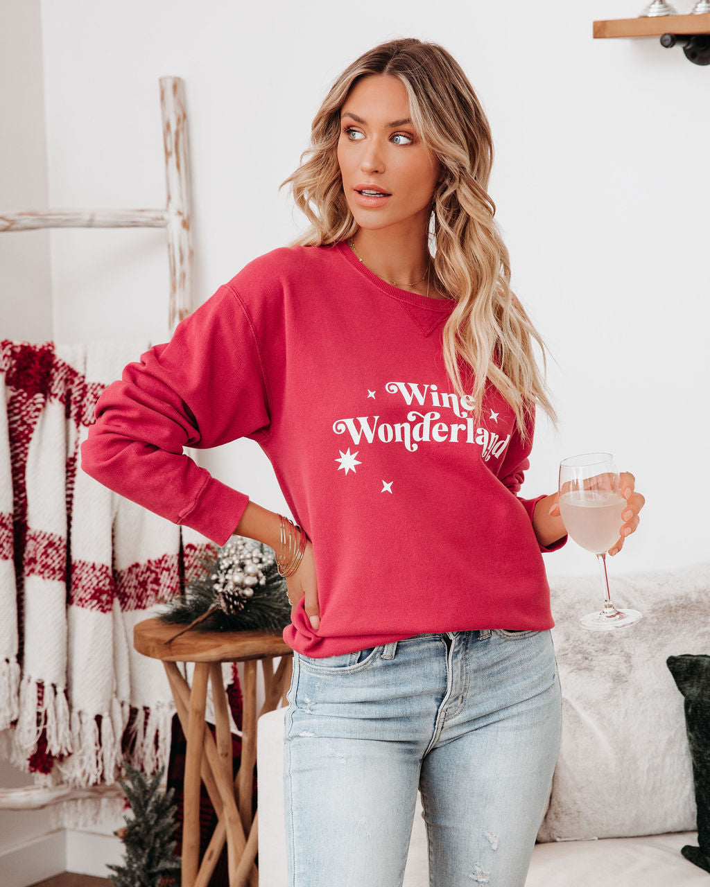 Wine Wonderland Cotton Blend Sweatshirt Ins Street