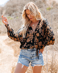 Wish You Well Floral Drape Blouse Ins Street