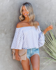 Withdrawn Cotton Eyelet Off The Shoulder Top - Lilac Ins Street