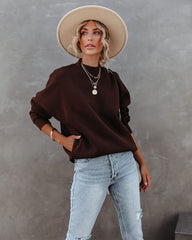 Woah Pocketed Cotton Blend Mock Neck Sweatshirt - Brown Ins Street