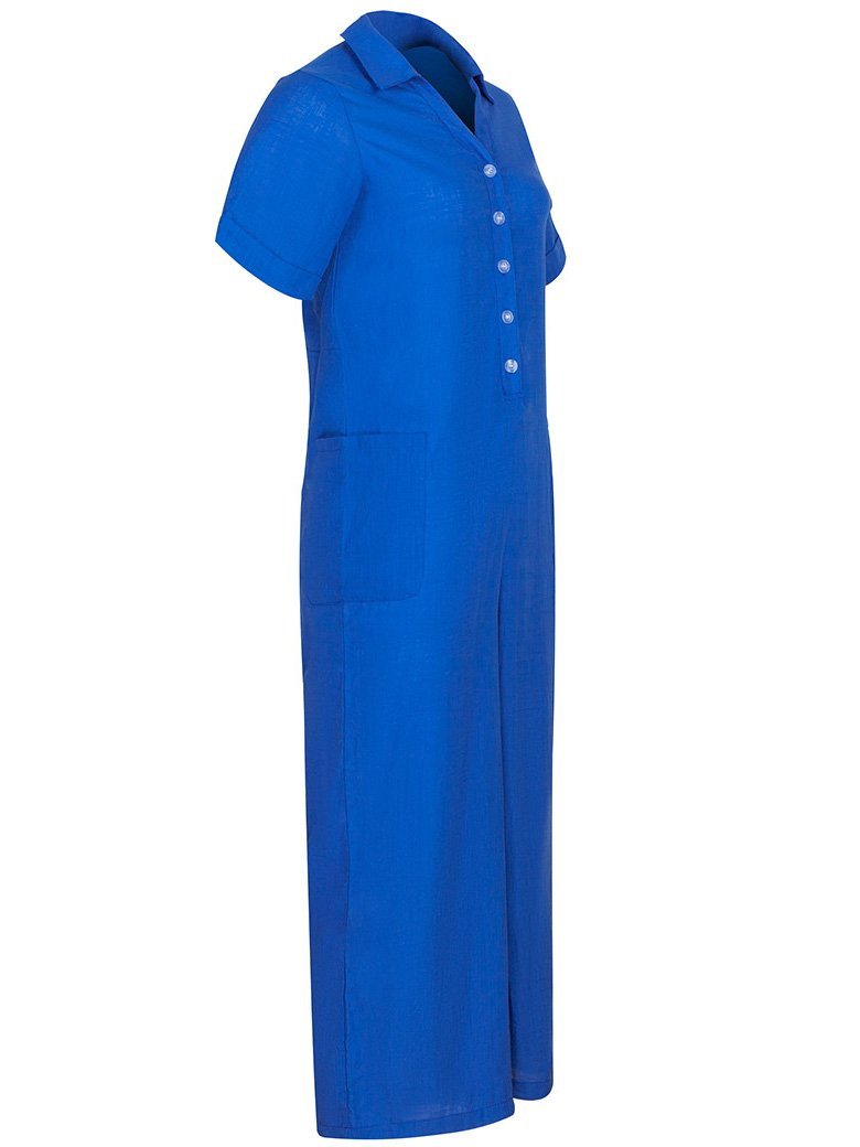 Solid Color Short Sleeve Button Up Jumpsuit Ins Street