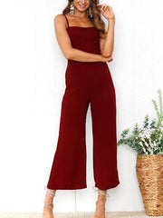 Women Elegant Sling Solid Color Jumpsuit Ins Street