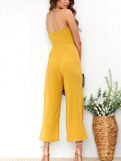 Women Elegant Sling Solid Color Jumpsuit Ins Street