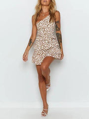 Women Leopard Print floral Mini Dress Ins Street