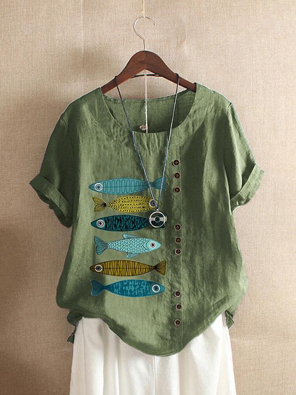Women Round Neck Graphic Print Short Sleeve T-shirts Ins Street