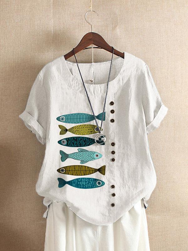 Women Round Neck Graphic Print Short Sleeve T-shirts Ins Street