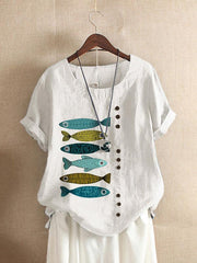 Women Round Neck Graphic Print Short Sleeve T-shirts Ins Street