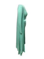 Women Solid Color Knit Crop Top & Wide Leg Pants & Cardigan Sets Ins Street