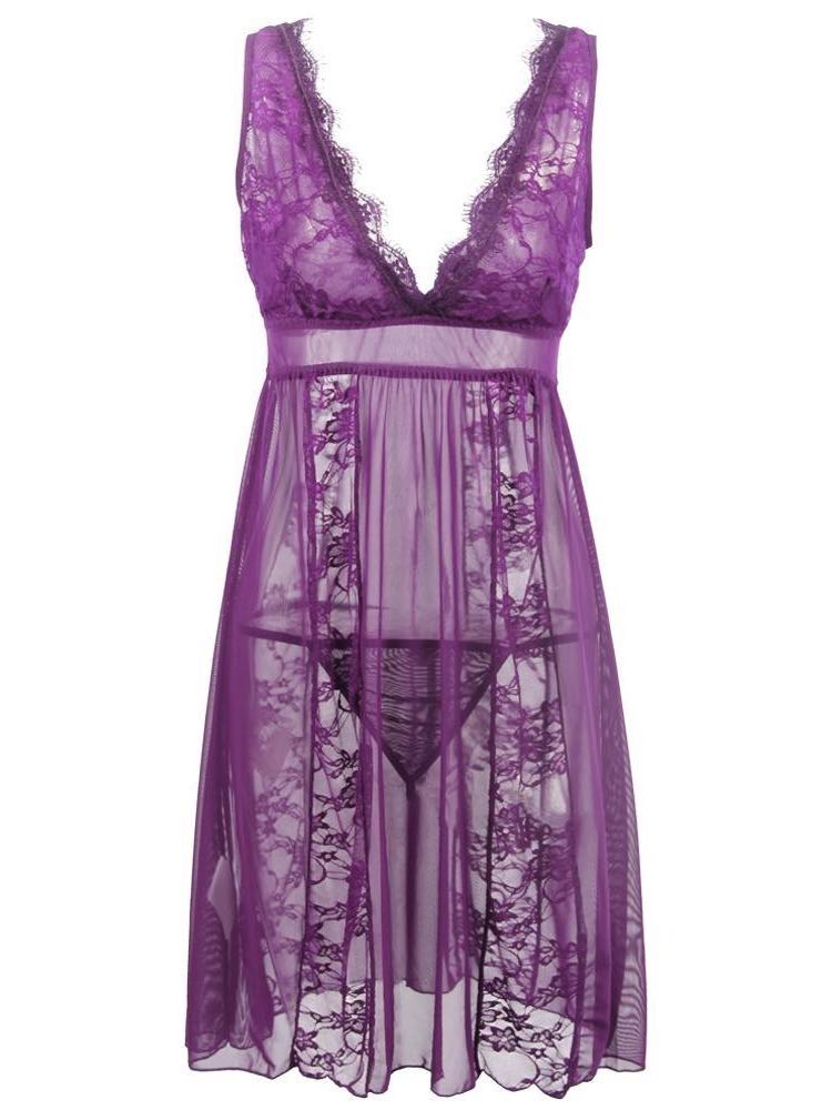 Women Transparent Lace Sling Nightdress Ins Street