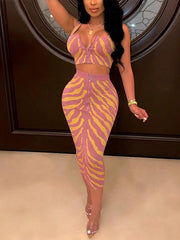 Women Zipper Up Square Neck Crop Top & Pencil Midi Skirts Set Ins Street