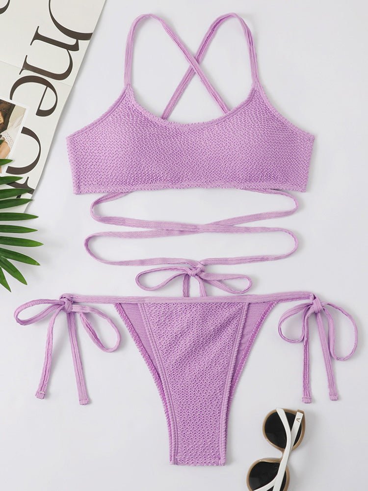 Cross Straps Two-Piece Bikini Ins Street