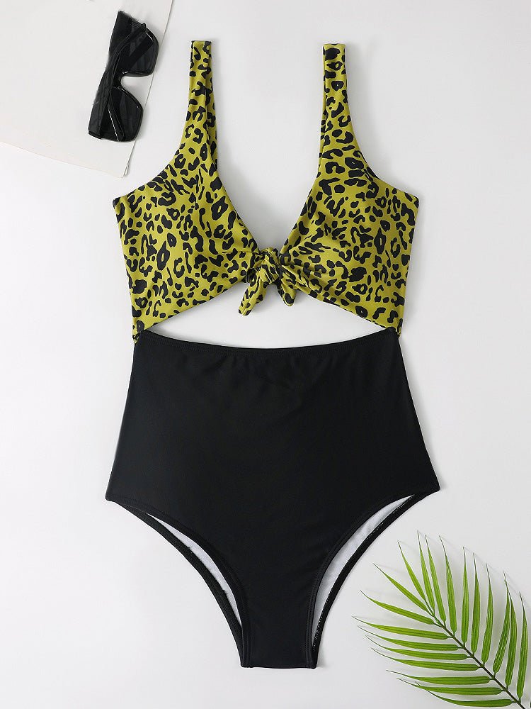 Bikinis Leopard Print High Waist One Piece Swimsuit