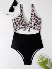 Bikinis Leopard Print High Waist One Piece Swimsuit