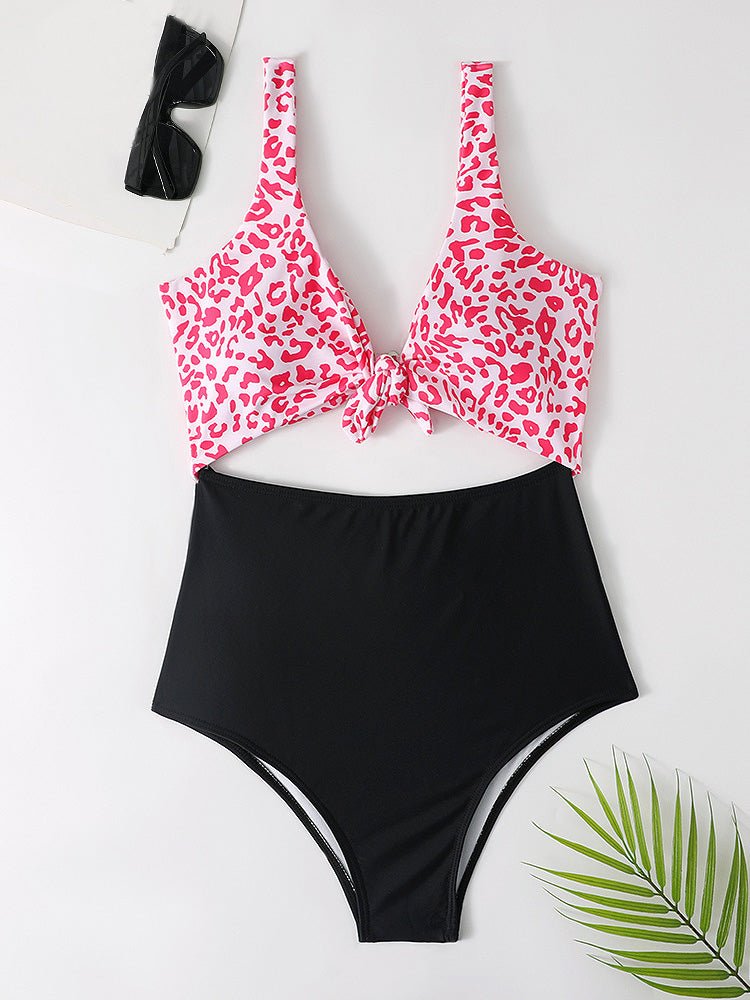 Bikinis Leopard Print High Waist One Piece Swimsuit