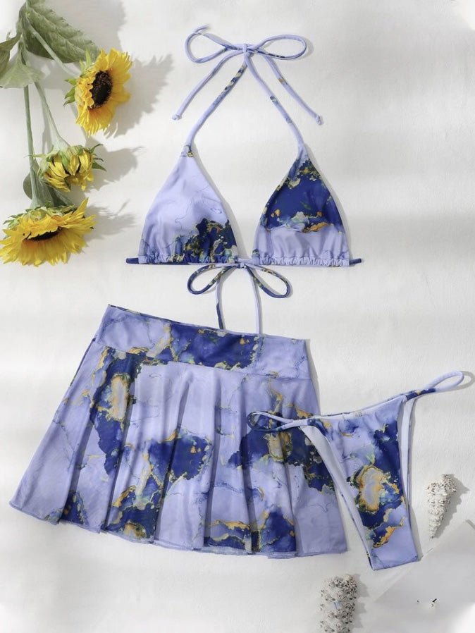 Bikinis Printed Three Piece Bikini Swimwear