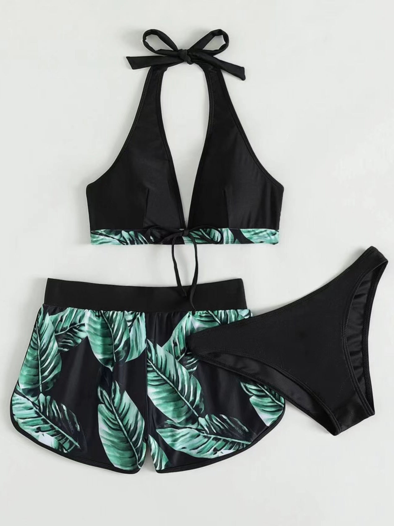 Bikinis Ruffle Print Shorts Swimsuit Bikini Set