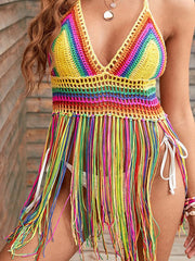 Bikinis V-Neck Knit Sling Vintage Fringe Bikini Ins Street