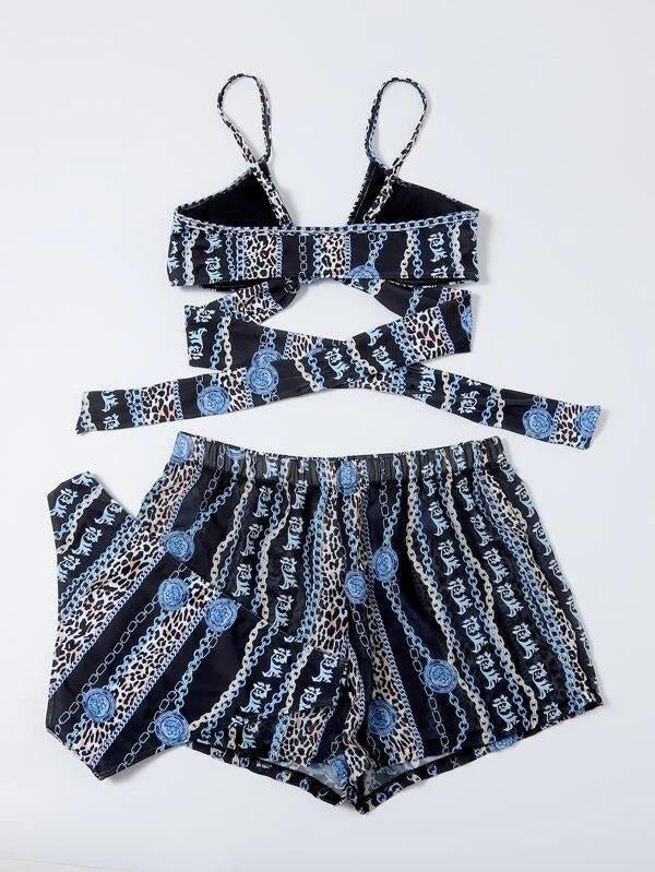 Bikinis Vintage Chain Bikini Three Piece Swimsuit Ins Street