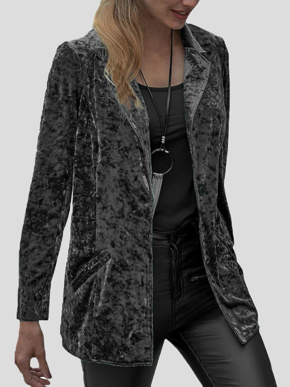 Blazers Casual Lapel Velvet Long Sleeve Blazer Ins Street