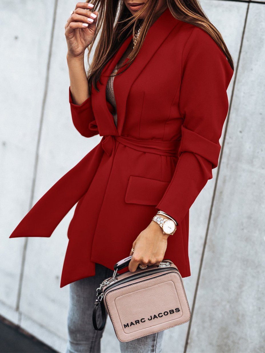 Blazers Fashion Lapel Belted Long Sleeve Blazer Ins Street