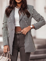 Blazers Fashion Plaid Print Button Long Sleeve Blazer Ins Street