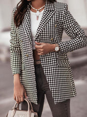 Blazers Fashion Plaid Print Button Long Sleeve Blazer Ins Street