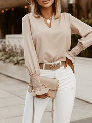 Blouse Pure Simple V-Neck Long Sleeve Blouse