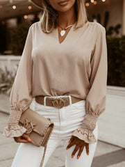 Blouse Pure Simple V-Neck Long Sleeve Blouse