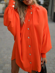 Loose Solid Single Breasted Long Sleeve Blouse Ins Street