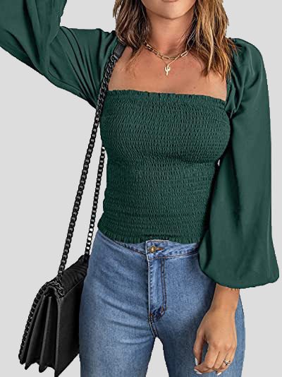 Square Neck Long Sleeves Slim Blouse Ins Street